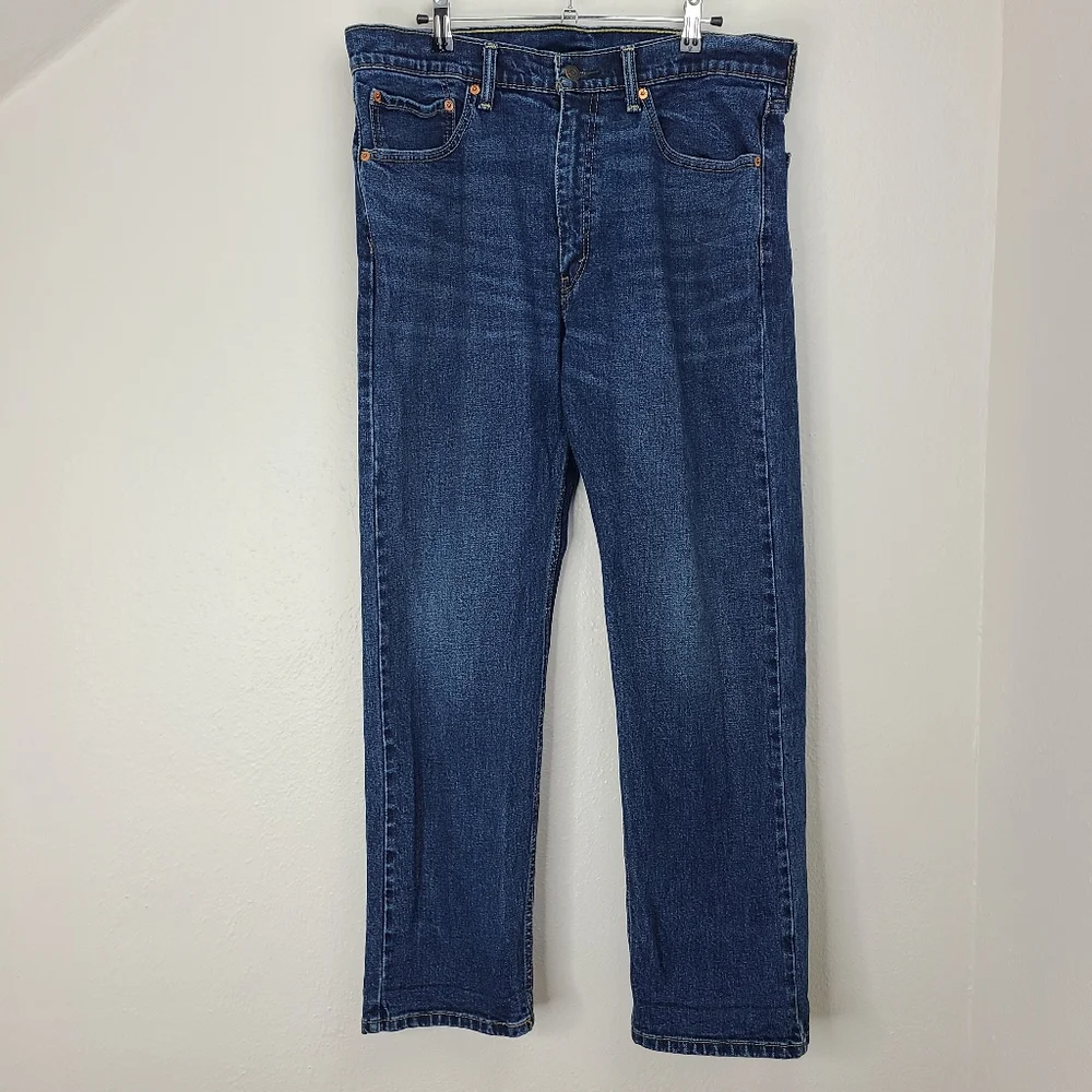 Levi's 505 Jeans Straight Leg Dark Blue Denim Wash Size 36 x 30 - Picture 1 of 11